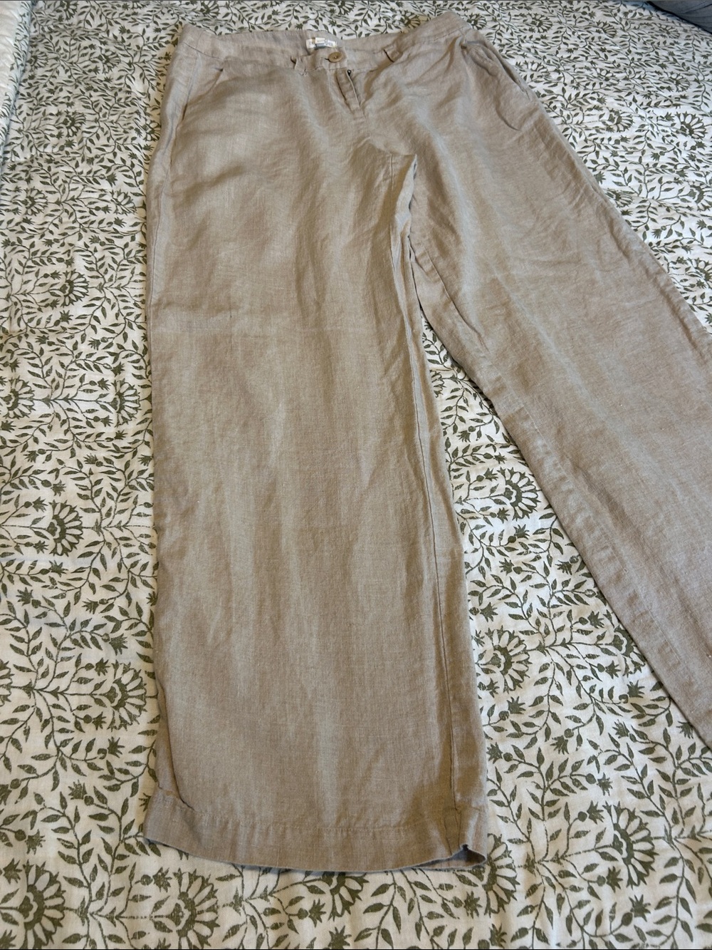 Eileen Fisher Linen Wide-Leg Pants in Light Beige - Picture 5 of 9